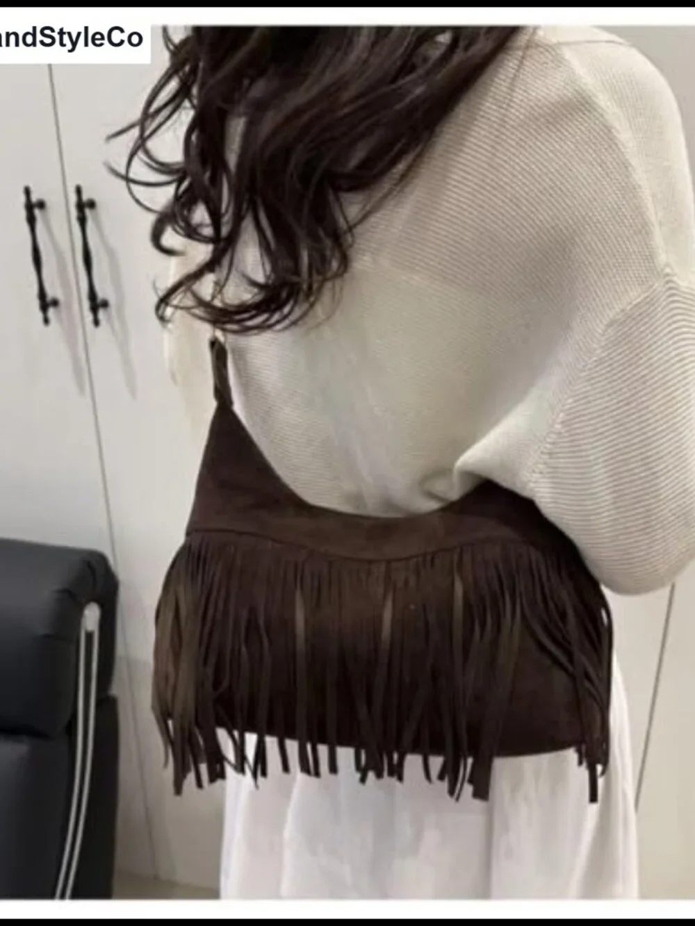 Fringe Hobo Bag Shoulder Crossbody Vegan Suede Tassel Purse Women